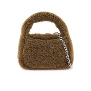 Stand Studio Minnie Fur Bag Faux Shearling Compact Teddy 2 Top Handle Brown